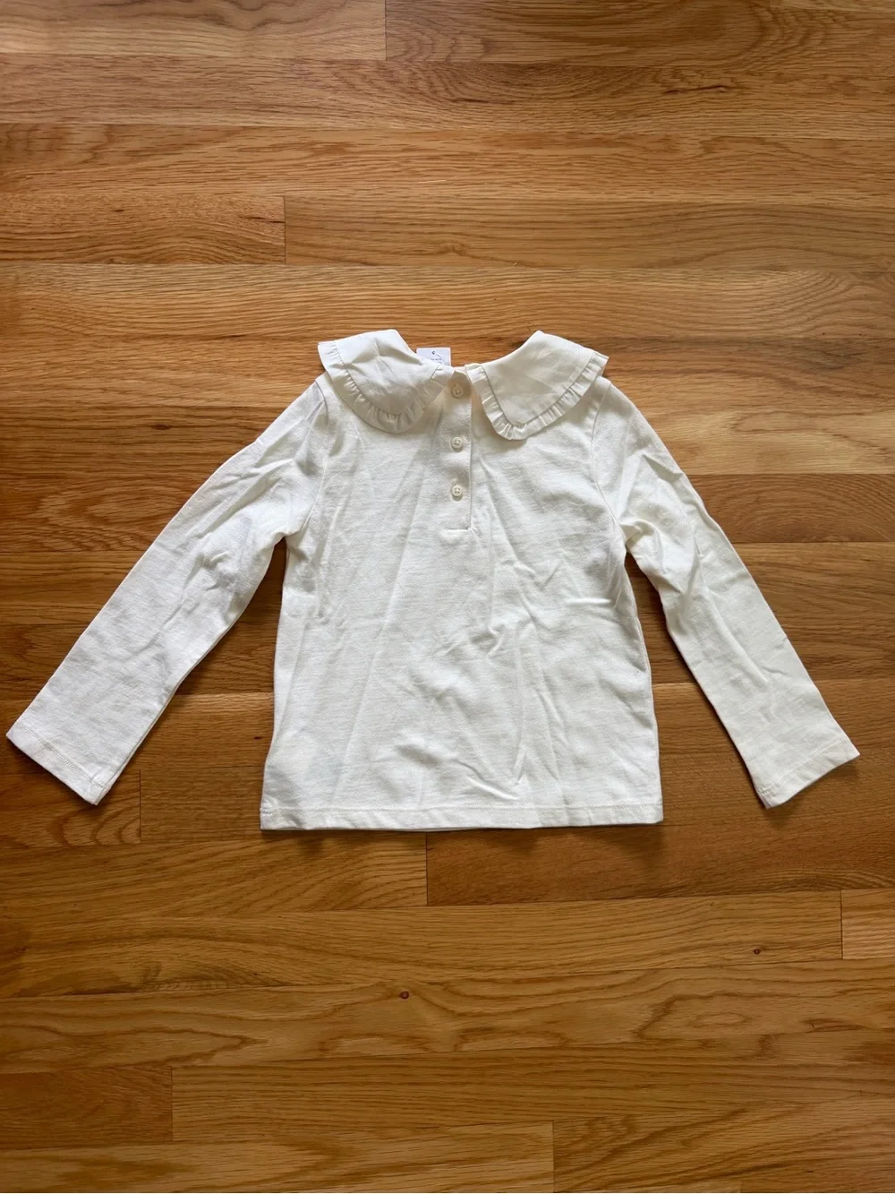NWT Gap Cream Long Sleeve Top with Ruffle Peter Collar